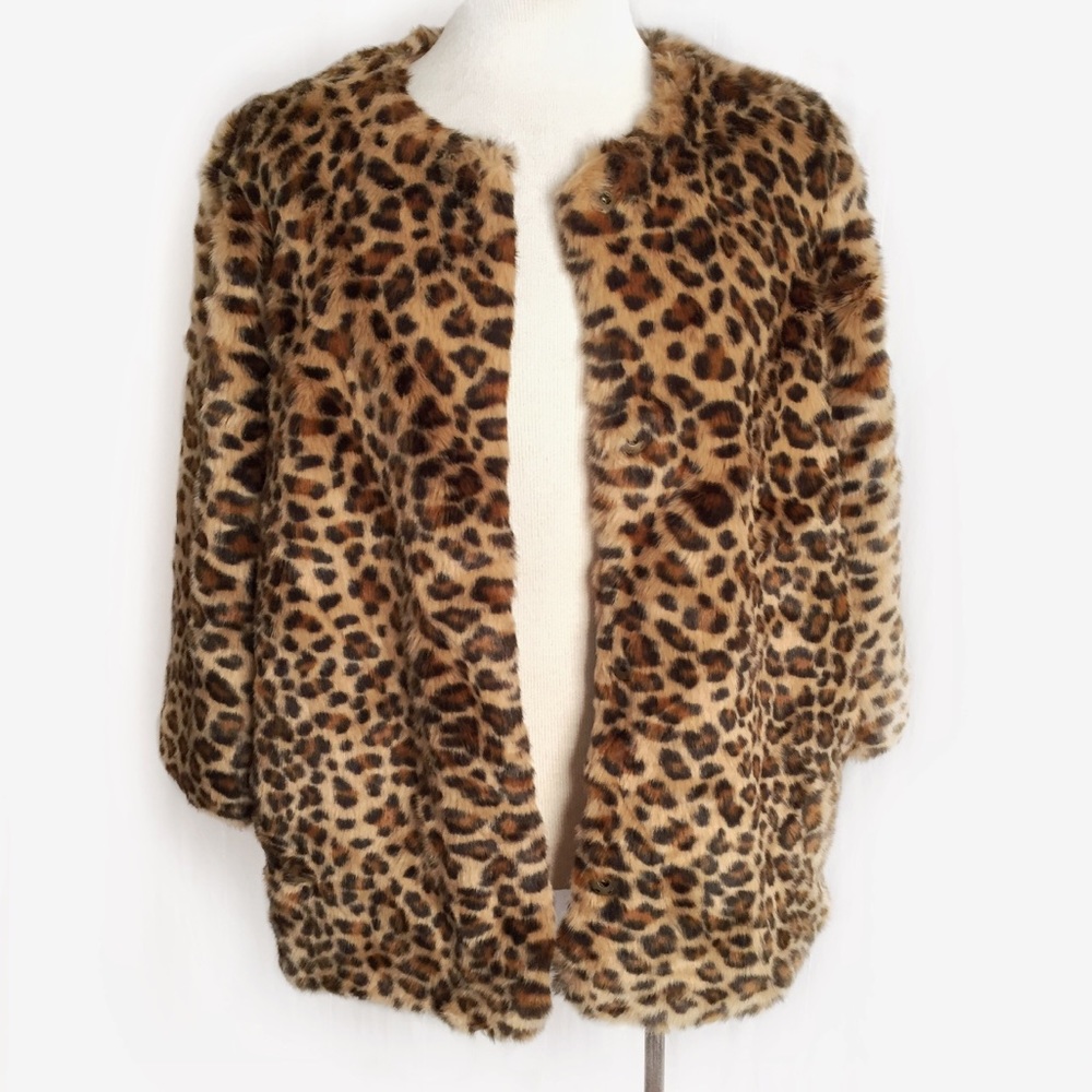 H&M Leopard Print Faux Fur Jacket